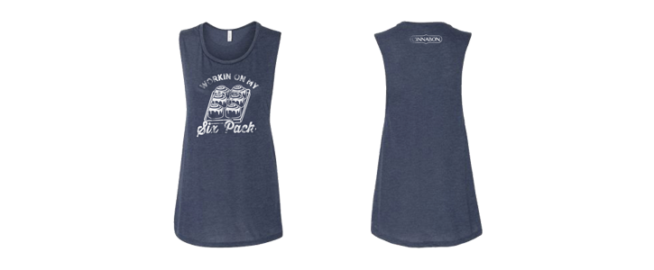 Working On My Six Pack Ladies Tank - Navy