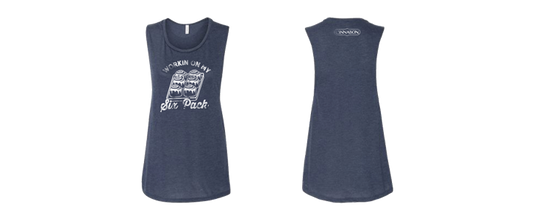 Working On My Six Pack Ladies Tank - Navy